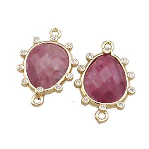 Pink Wood Lace Jasper Teardrop Connector Gold Plated, approx 15-17mm [GM20658]