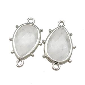 Clear Quartz Teardrop Connector Platinum Plated, approx 12-18mm [GM20663]