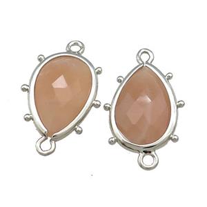 Peach Moonstone Teardrop Connector Platinum Plated, approx 12-18mm [GM20667]