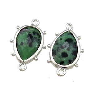 Ruby Zoisite Teardrop Connector Platinum Plated, approx 12-18mm [GM20671]
