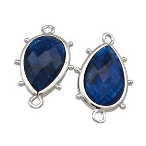 Darkblue Jade Teardrop Connector Dye Platinum Plated, approx 12-18mm [GM20680]