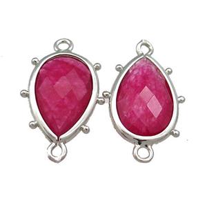 Red Jade Teardrop Connector Dye Platinum Plated, approx 12-18mm [GM20685]