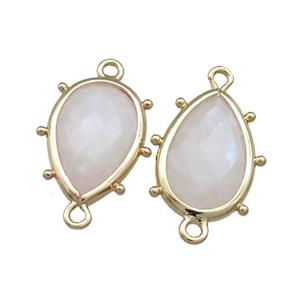 White Moonstone Teardrop Connector Gold Plated, approx 12-18mm [GM20687]
