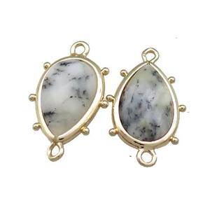 Moss Opal Teardrop Connector Gold Plated, approx 12-18mm [GM20689]