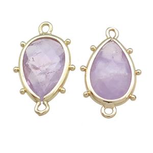 Lt.purple Amethyst Teardrop Connector Gold Plated, approx 12-18mm [GM20692]