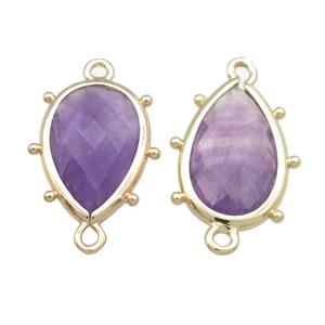 Natural Purple Amethyst Teardrop Connector Gold Plated, approx 12-18mm [GM20693]