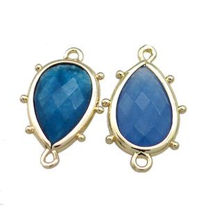 Blue Jade Teardrop Connector Dye Gold Plated, approx 12-18mm [GM20702]