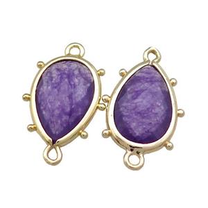 Purple Jade Teardrop Connector Dye Gold Plated, approx 12-18mm [GM20704]