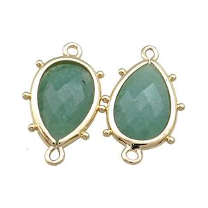 Green Aventurine Teardrop Connector Gold Plated, approx 12-18mm [GM20705]