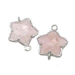 Pink Rose Quartz Flower Connector Platinum Plated, approx 17mm [GM20709]