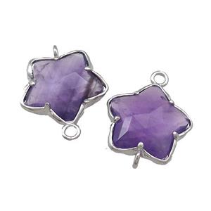 Purple Amethyst Flower Connector Platinum Plated, approx 17mm [GM20711]