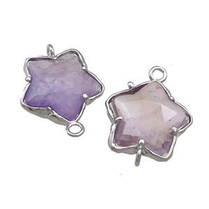 Amethyst Flower Connector Lt.purple Platinum Plated, approx 17mm [GM20712]