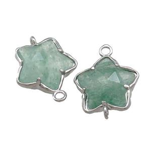 Green Strawberry Quartz Flower Connector Platinum Plated, approx 17mm [GM20713]