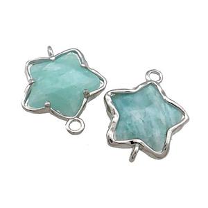Green Amazonite Flower Connector Platinum Plated, approx 17mm [GM20714]
