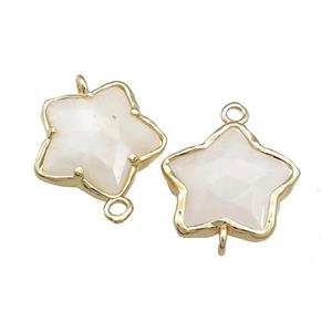 White Moonstone Flower Connector Gold Plated, approx 17mm [GM20716]