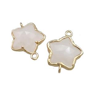 Clear Quartz Flower Connector Gold Plated, approx 17mm [GM20717]