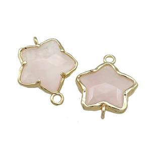 Pink Rose Quartz Flower Connector Gold Plated, approx 17mm [GM20718]
