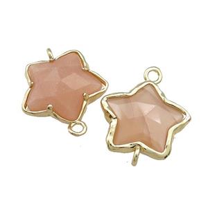 Peach Moonstone Flower Connector Gold Plated, approx 17mm [GM20719]