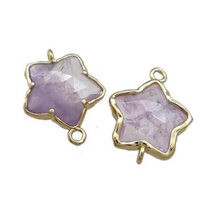 Amethyst Flower Connector Lt.purple Gold Plated, approx 17mm [GM20721]
