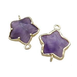 Purple Amethyst Flower Connector Gold Plated, approx 17mm [GM20722]