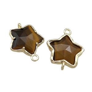 Tiger Eye Stone Flower Connector Gold Plated, approx 17mm [GM20725]