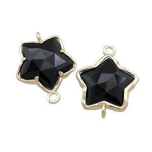 Black Onyx Agate Flower Connector Gold Plated, approx 17mm [GM20726]