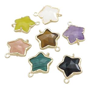 Mixed Gemstone Flower Connector Gold Plated, approx 17mm [GM20730]