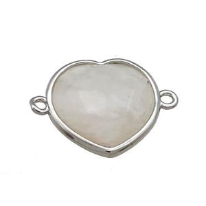 Clear Quartz Heart Connector Platinum Plated, approx 17mm [GM20732]