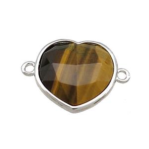Tiger Eye Stone Heart Connector Platinum Plated, approx 17mm [GM20740]