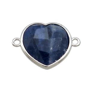 Blue Sodalite Heart Connector Platinum Plated, approx 17mm [GM20741]