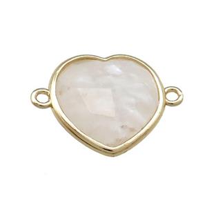 White Moonstone Heart Connector Gold Plated, approx 17mm [GM20755]