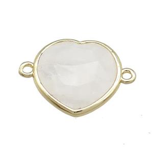 Clear Quartz Heart Connector Gold Plated, approx 17mm [GM20756]