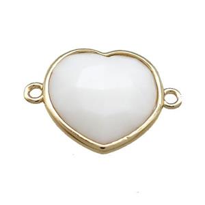 White Jade Heart Connector Gold Plated, approx 17mm [GM20757]