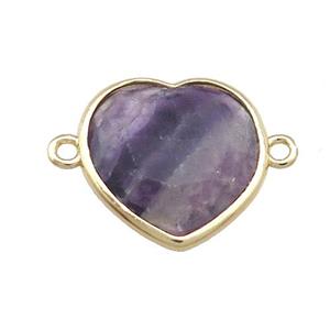 Purple Fluorite Heart Connector Gold Plated, approx 17mm [GM20759]