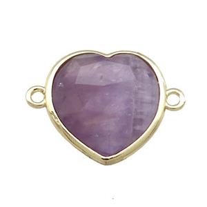 Purple Amethyst Heart Connector Gold Plated, approx 17mm [GM20760]