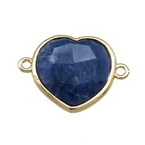Blue Sodalite Heart Connector Gold Plated, approx 17mm [GM20762]