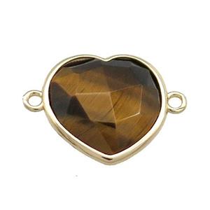 Tiger Eye Stone Heart Connector Gold Plated, approx 17mm [GM20764]