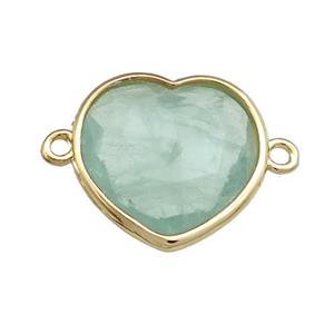 Green Fluorite Heart Connector Gold Plated, approx 17mm [GM20769]
