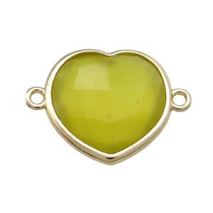 Lemon Jade Heart Connector Gold Plated, approx 17mm [GM20772]
