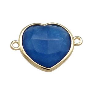 Blue Jade Heart Connector Dye Gold Plated, approx 17mm [GM20774]