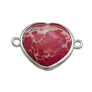 Red Imperial Jasper Heart Connector Platinum Plated, approx 17mm [GM20780]