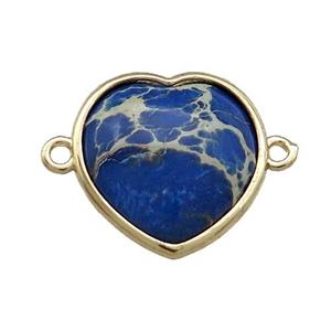 Lapisblue Imperial Jasper Heart Connector Gold Plated, approx 17mm [GM20783]
