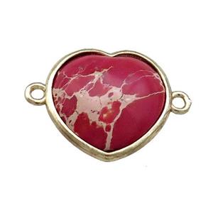 Red Imperial Jasper Heart Connector Gold Plated, approx 17mm [GM20784]