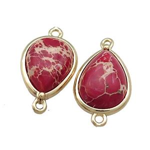 Red Imperial Jasper Teardrop Connector Gold Plated, approx 12-15mm [GM20788]