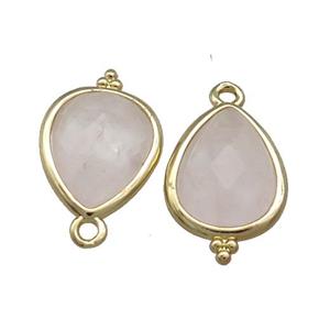 Pink Rose Quartz Teardrop Pendant Gold Plated, approx 12-15mm [GM20791]