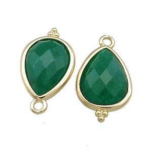 Green Jade Teardrop Pendant Dye Gold Plated, approx 12-15mm [GM20794]