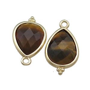 Tiger Eye Stone Jade Teardrop Pendant Dye Gold Plated, approx 12-15mm [GM20797]