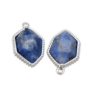 Natural Blue Lapis Lazuli Prism Pendant Platinum Plated, approx 13-18mm [GM20833]