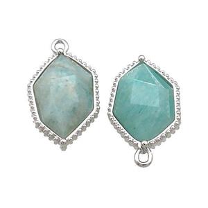 Natural Green Amazonite Prism Pendant Platinum Plated, approx 13-18mm [GM20834]