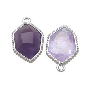 Purple Amethyst Prism Pendant Platinum Plated, approx 13-18mm [GM20835]
